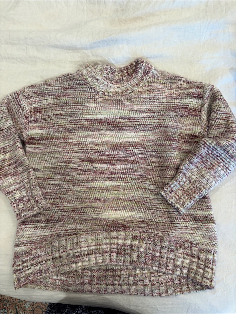 Old Navy Marled Cream and Pink Turtleneck Sweater